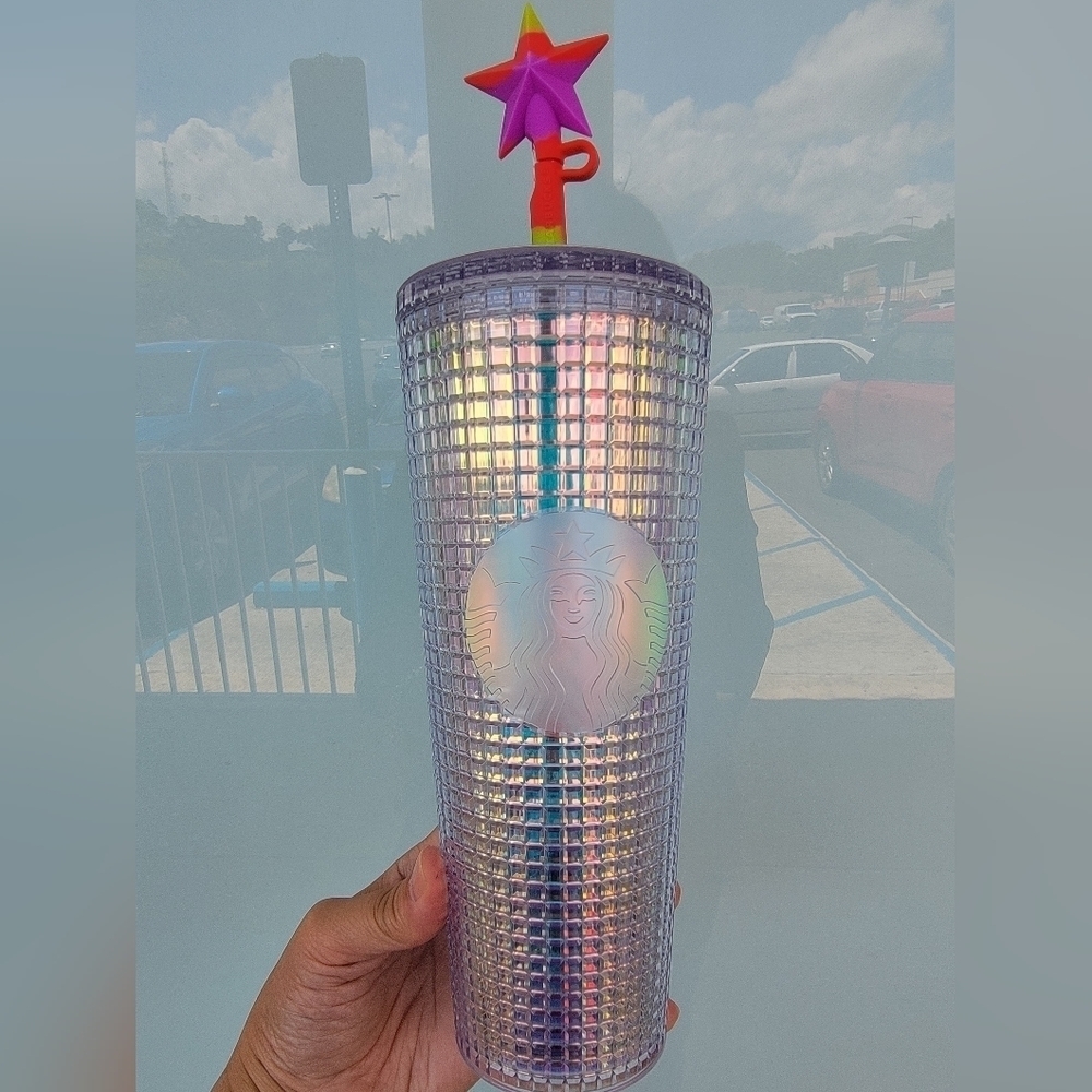 NWT Starbucks 2023 LATAM Grid Venti Tumbler Cup with Silicon Straw Cover